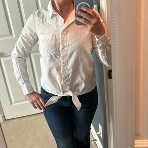 Madewell XXS tie front white collar shirt